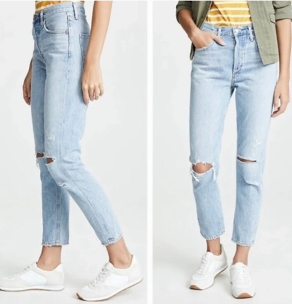 AGOLDE Jamie High Rise Classic Jeans Shakedown Distressed Button Fly 23 / 0